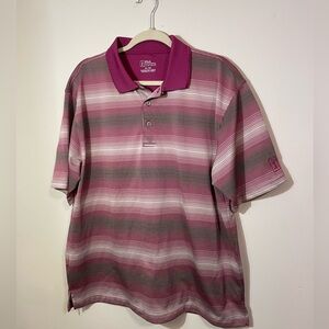 PGA Tour‎ Men’s XL Golf Casual Polo Shirt Mauve purple Grey striped short sleeve